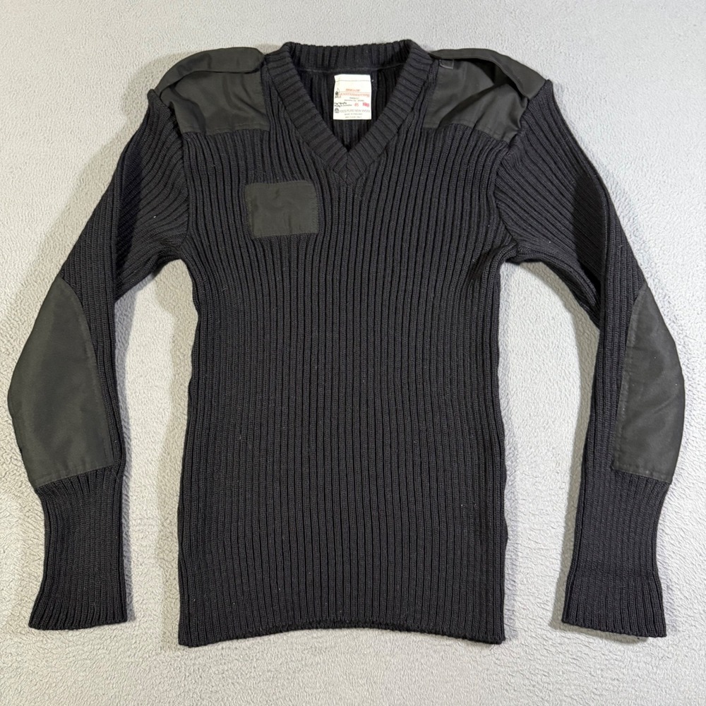 VTG Mens‎ Commando Ribbed Wool V-Neck Sweater Jumper Military Tactical Outdoors
